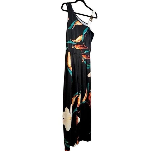 Fashion Nova Asymmetric Neck One Shoulder Cut Sleeveless Maxi Dress Black Small - Picture 4 of 4
